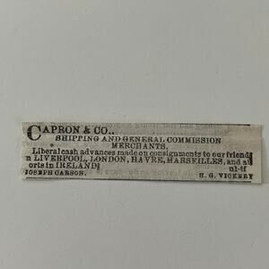 Capron & Co Merchants Joseph Carson 1862 Civil War Baltimore Clipping SAJ2-S24